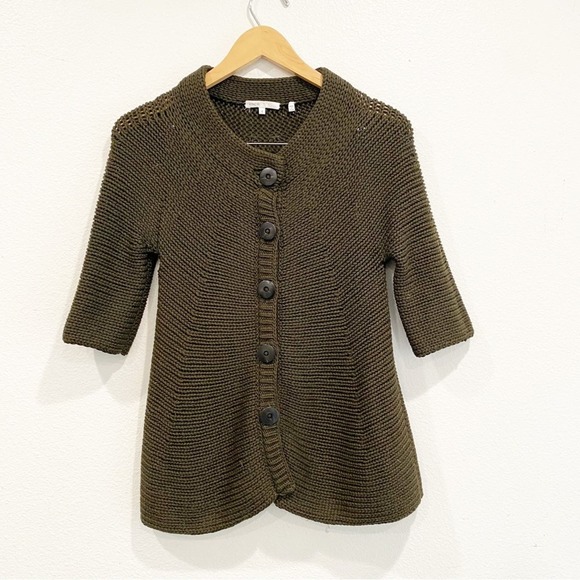 Vince Chunky Oversized Wool Cardigan Buttonup Ribbed Knit Sweater Small - Picture 1 of 6